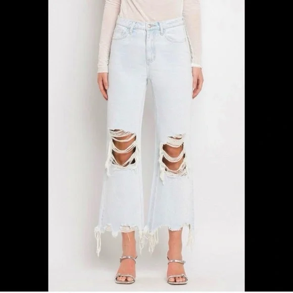 VERVET Ripped Crop Flare Jeans - Picture 7 of 13